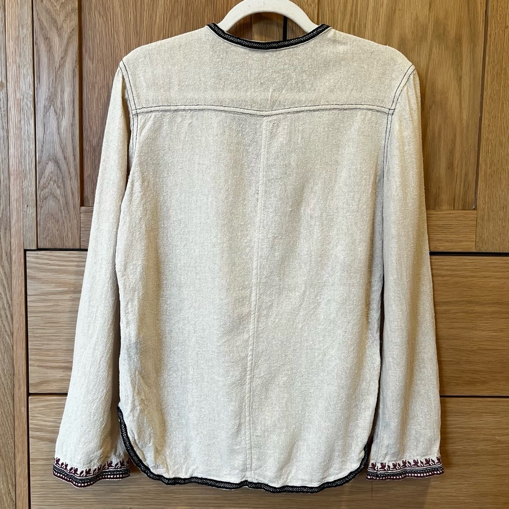 Isabel Marant Embroidered Boho Raw Silk Blouse Cream Size 42 Festival Western - Picture 7 of 8